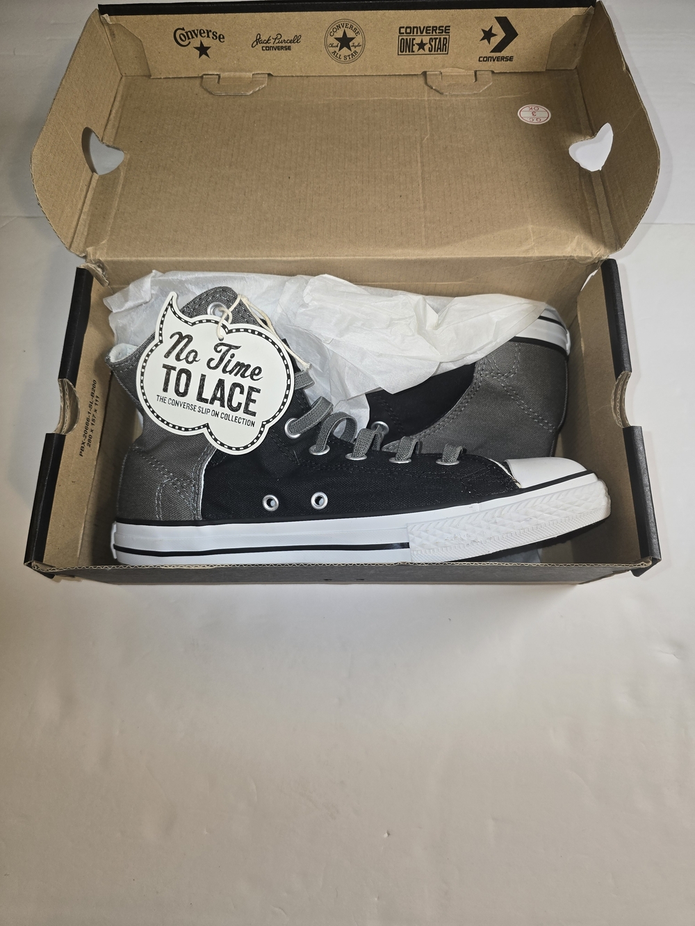Converse Kids Black and Gray High Top Slip-On Sneakers